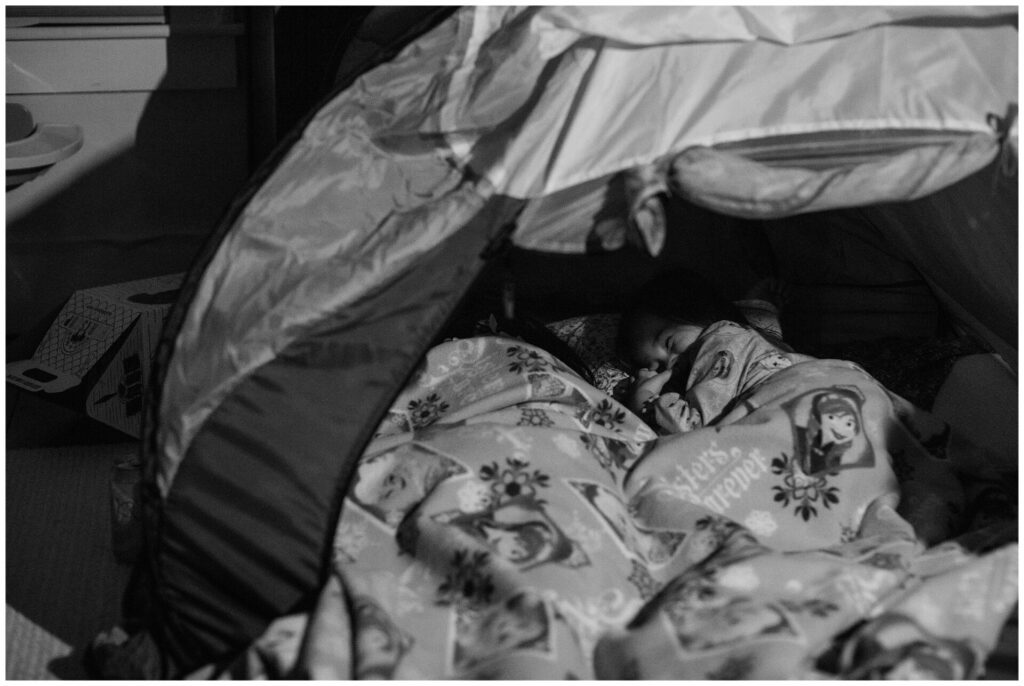 birthday girl sleeps in tent Natick MA