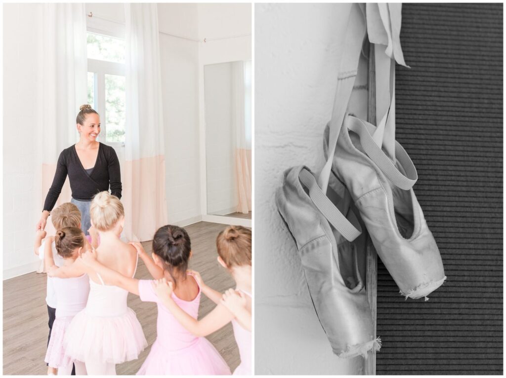 Gina leads Ballarina's in dance class and Ballet shoes Natick MA