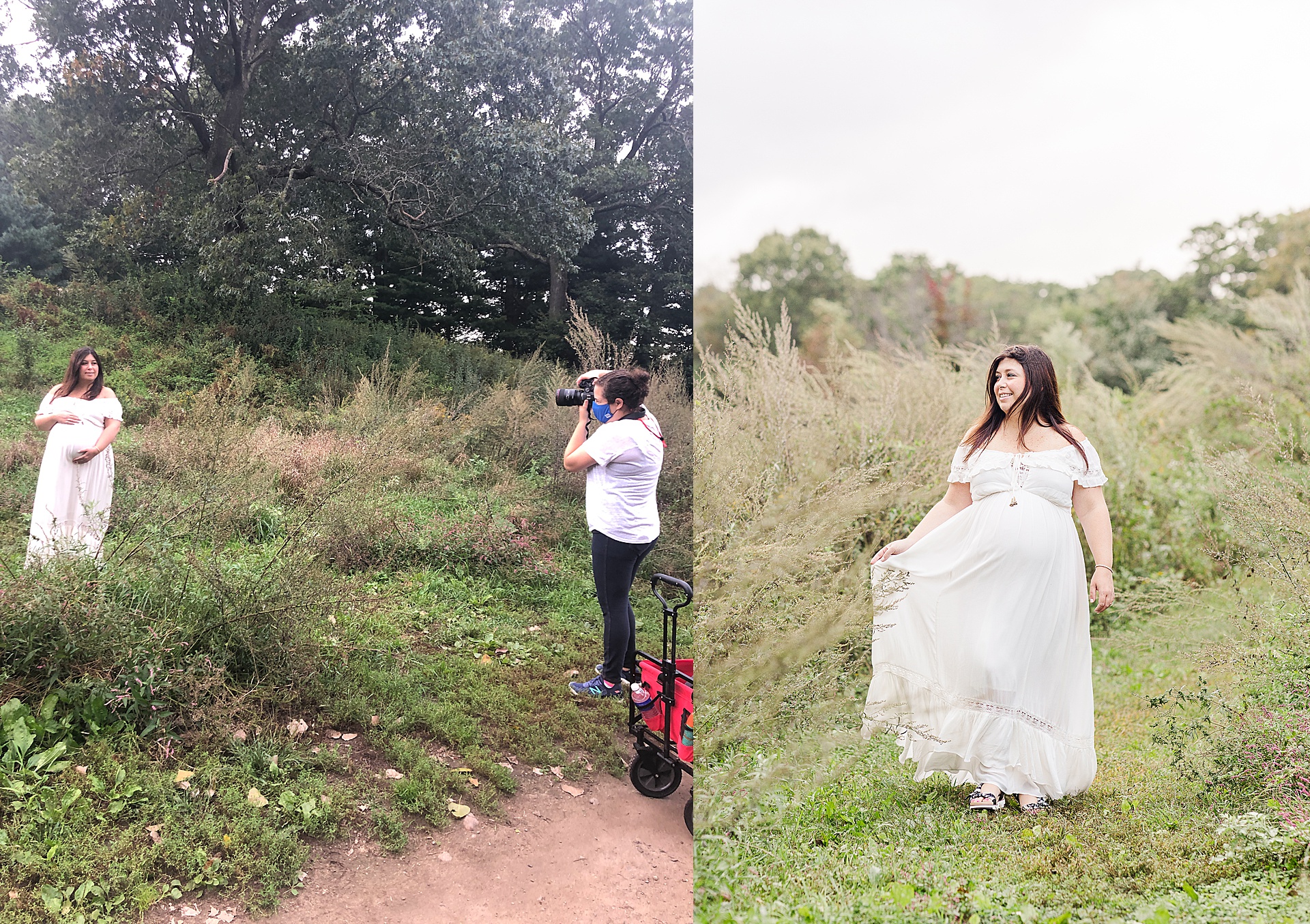 behind the scenes photo of maternity photo session with Sara Sniderman Photography in Natick Massachusetts