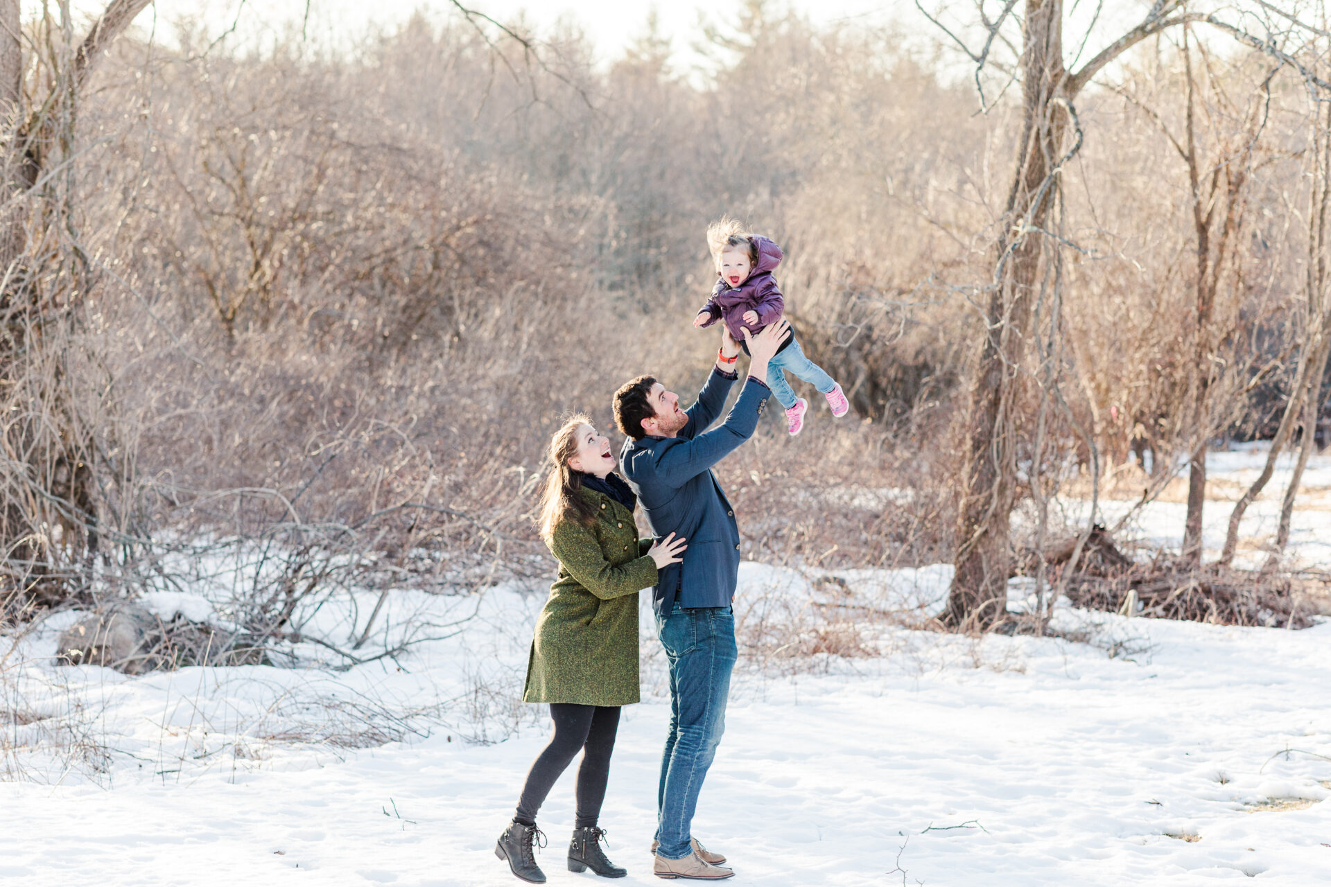 winter photo session with Sara Sniderman Photography at Barber Reservation, Sherborn MA