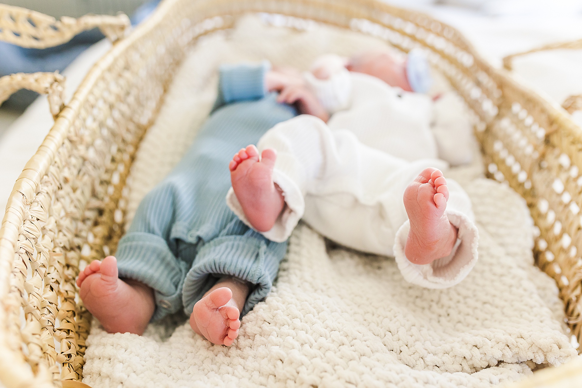 twin in home newborn photo session with Sara Sniderman Photography in Sudbury Massachusetts