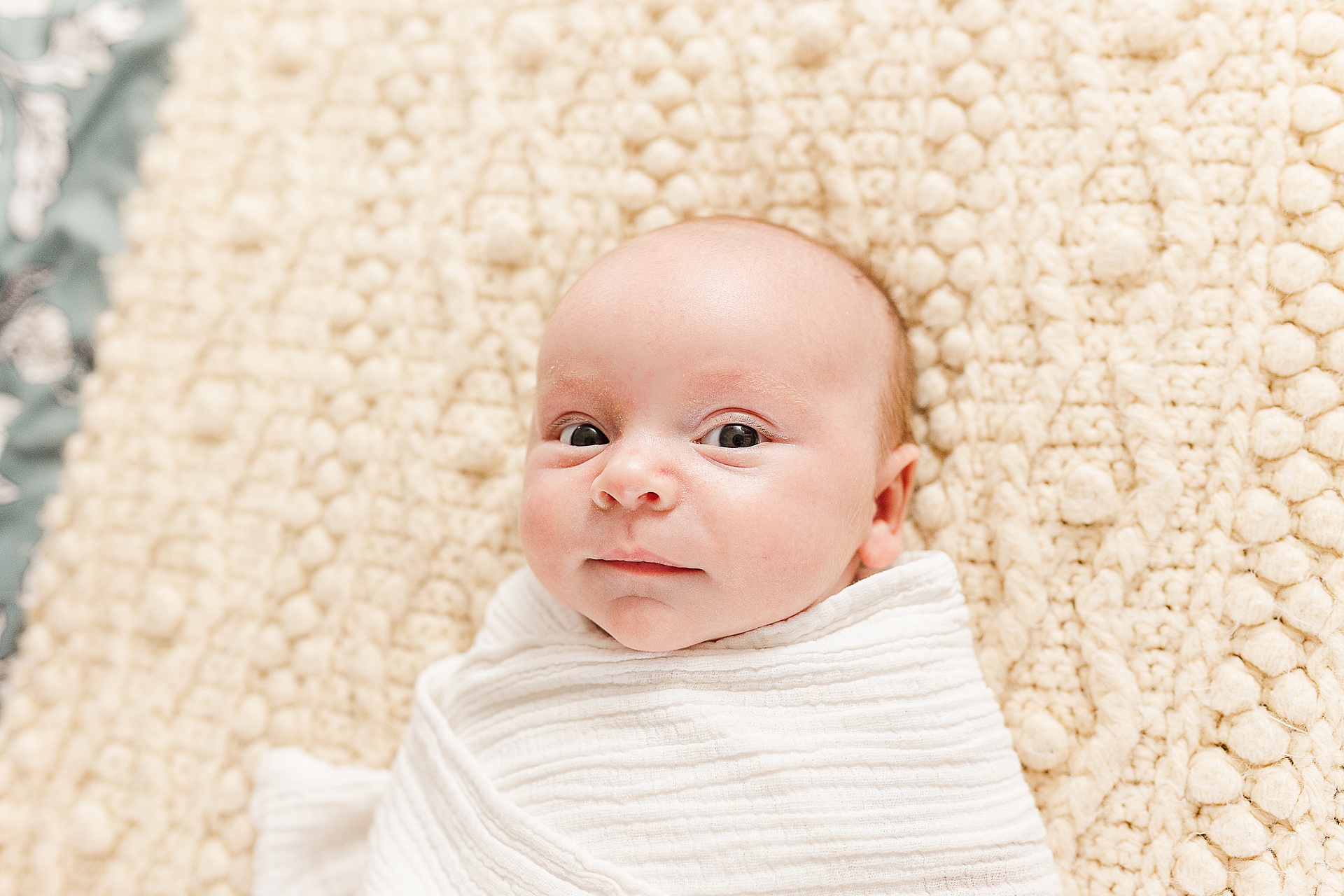 in home photo session with one month old baby with Sara Sniderman Photography Natick Massachusetts