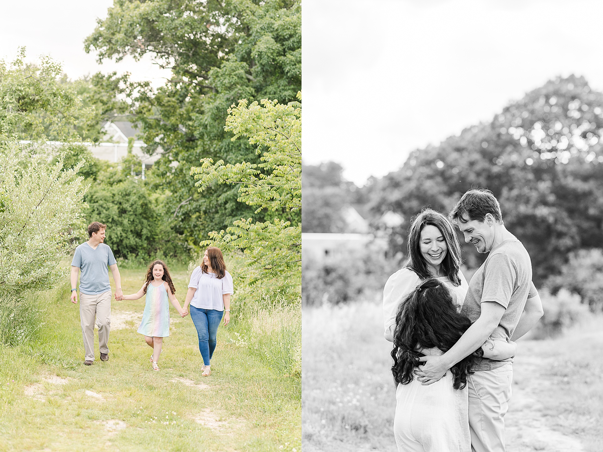 family walks together during family photo session with Sara Sniderman Photography at Breakneck Hill Conservation Land, Southborough Massachusetts