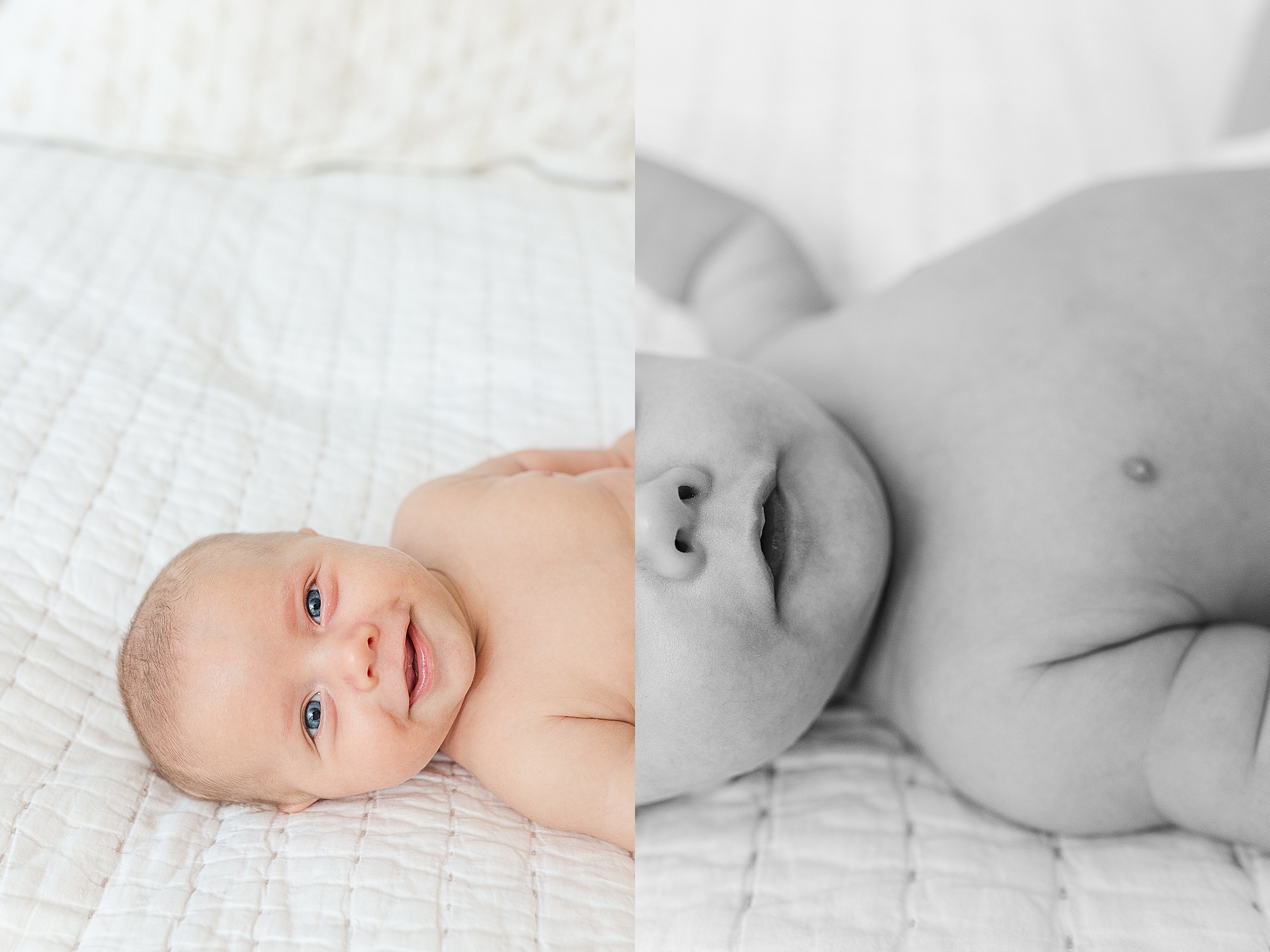 baby smiling during in home baby photo session with Sara Sniderman Photography in Wellesley Massachusetts