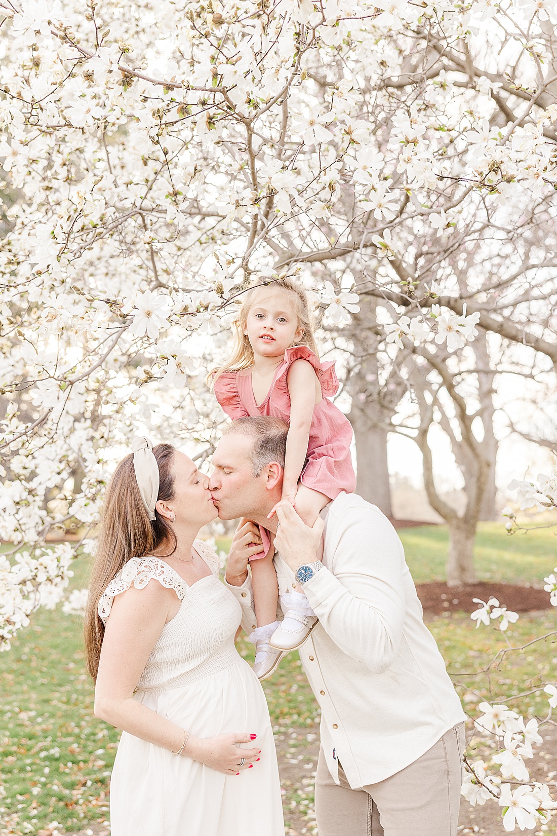 Spring blossom Maternity session at Wellesley town hall with Sara Sniderman Photography