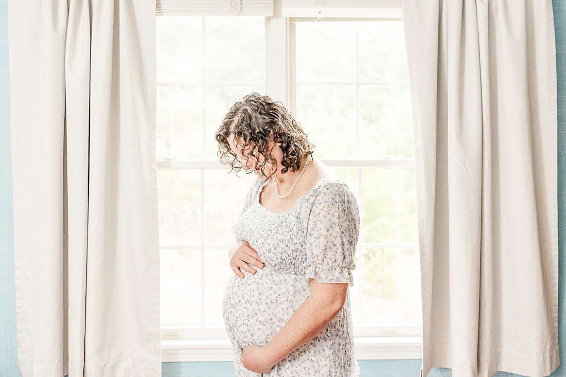 Summer in-home maternity photo session in Natick Massachusetts with Sara Sniderman Photography