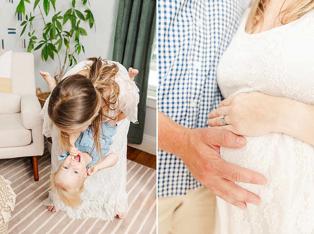 In-home maternity photo session with Sara Sniderman Photography in Framingham Massachusetts