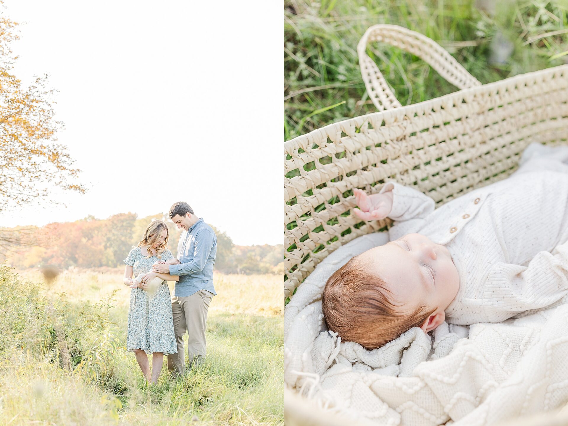 Fall outdoor newborn photo session in Wayland Massachusetts with Sara Sniderman Photography