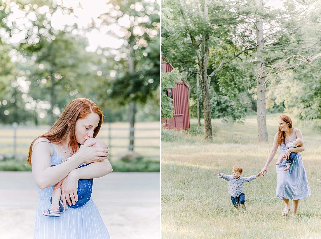 Morning family photo session with Sara Sniderman Photography at Barber Reservation in Sherborn Massachusetts