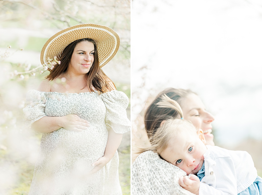 Image of professional family photo session taken by Sara Sniderman Photography, a family, newborn and maternity photographer serving the Metro West Boston area include: Natick, Needham, Newton, Wellesley, Wayland, Weston, Sherborn, Sudbury, Southborough, Medfield, Medway, Holliston, Framingham. The image is of a pregnant woman holding her belly. 