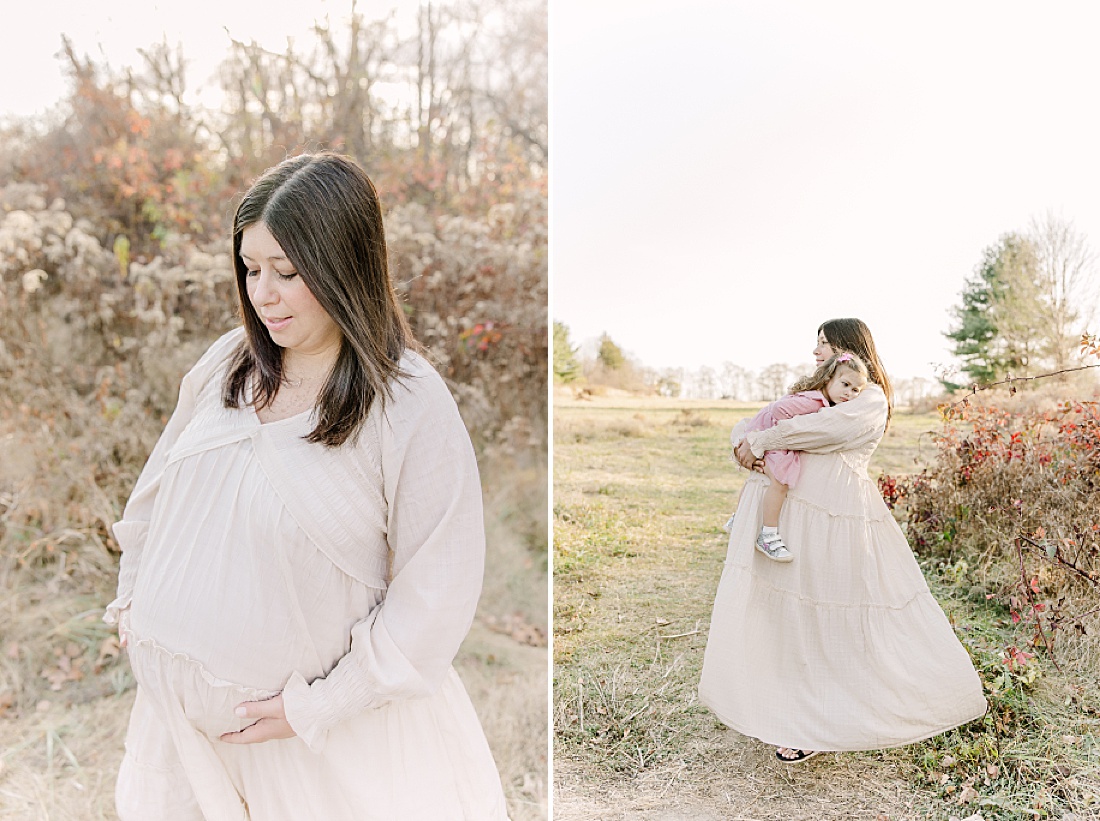 mother and daughter during maternity photo session with Sara Sniderman Photography in Needham Massachusetts