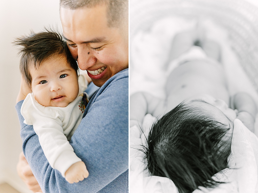 Dad snuggles baby during studio lifestyle photo session with Sara Sniderman Photography in Natick Massachusetts