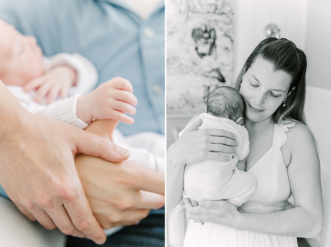 black and white of mother holding baby during in-home newborn photo session with Sara Sniderman Photography in Metro West Boston. during in-home newborn photo session with Sara Sniderman Photography in Metro West Boston. during in-home newborn photo session with Sara Sniderman Photography in Metro West Boston. 