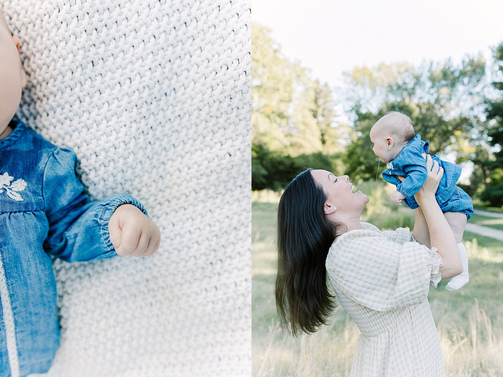 mother holds baby during outdoor newborn photo session with Sara Sniderman Photography at Wellesley College