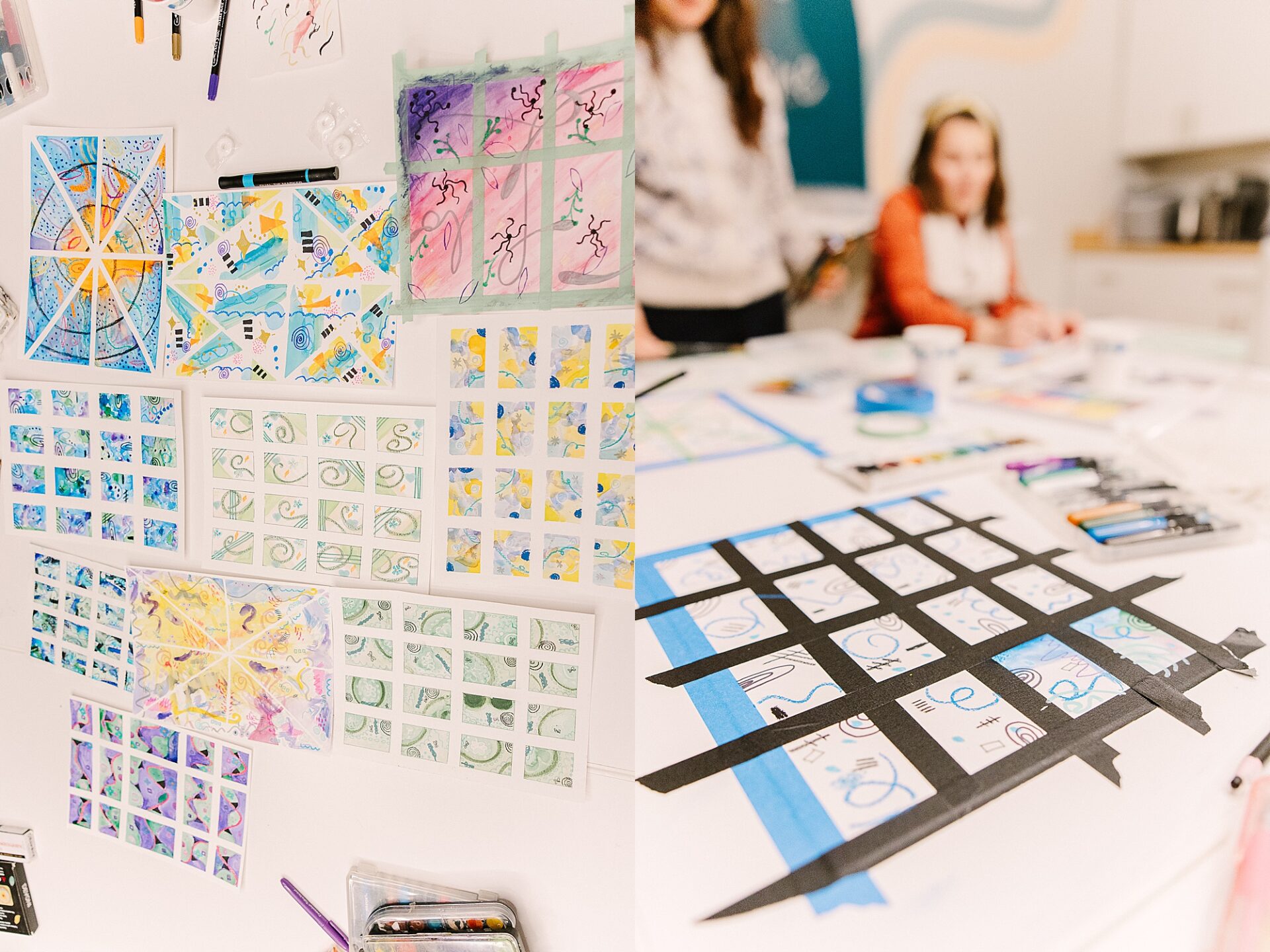 table with art supplies