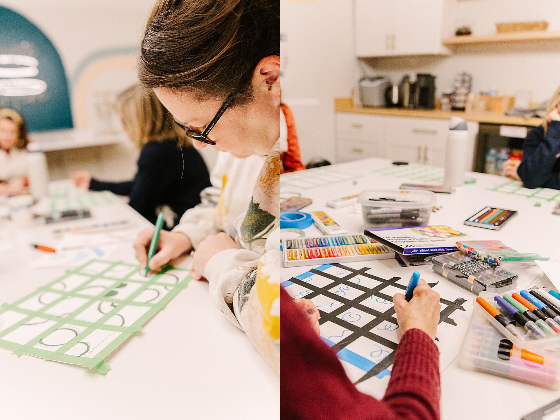 women doing art during art class at Bloom and Grown in Natick Massachusetts